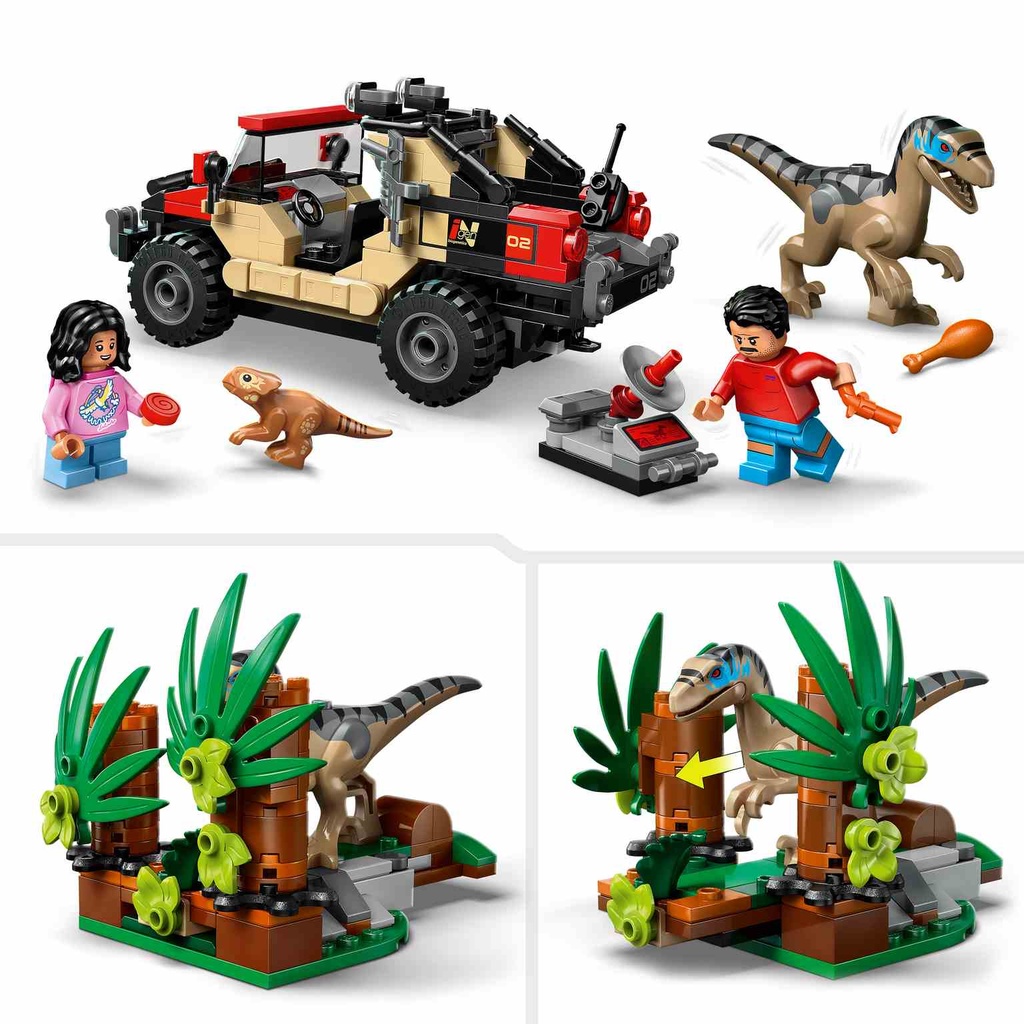 LEGO Jurassic World | Huida en Todoterreno y Raptor al Acecho- 76972