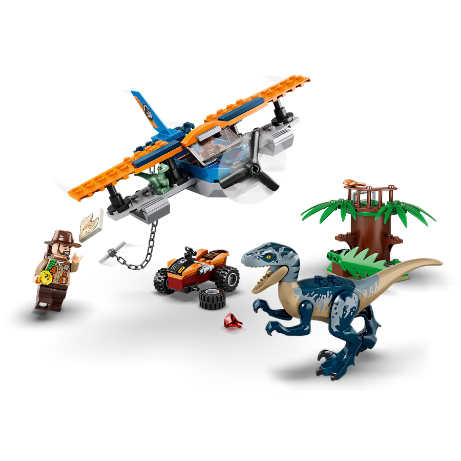 Lego Jurassic World Velocirraptor Misión de Rescate en Biplano 75942