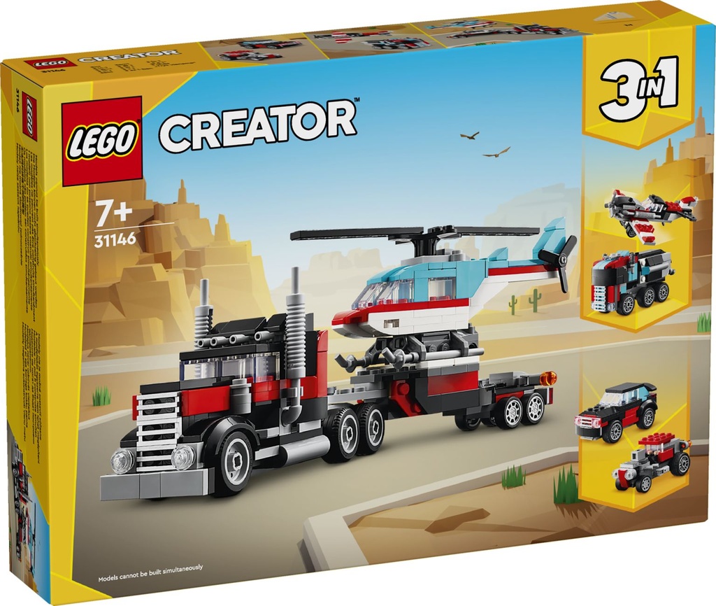 LEGO CREATOR 3en1 | Camión Plataforma con Helicóptero - 31146