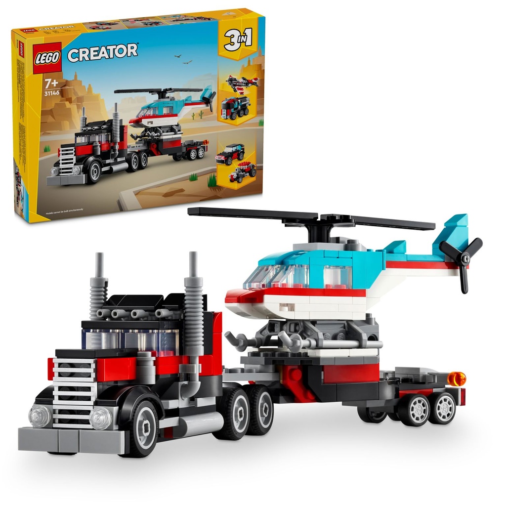 LEGO CREATOR 3en1 | Camión Plataforma con Helicóptero - 31146