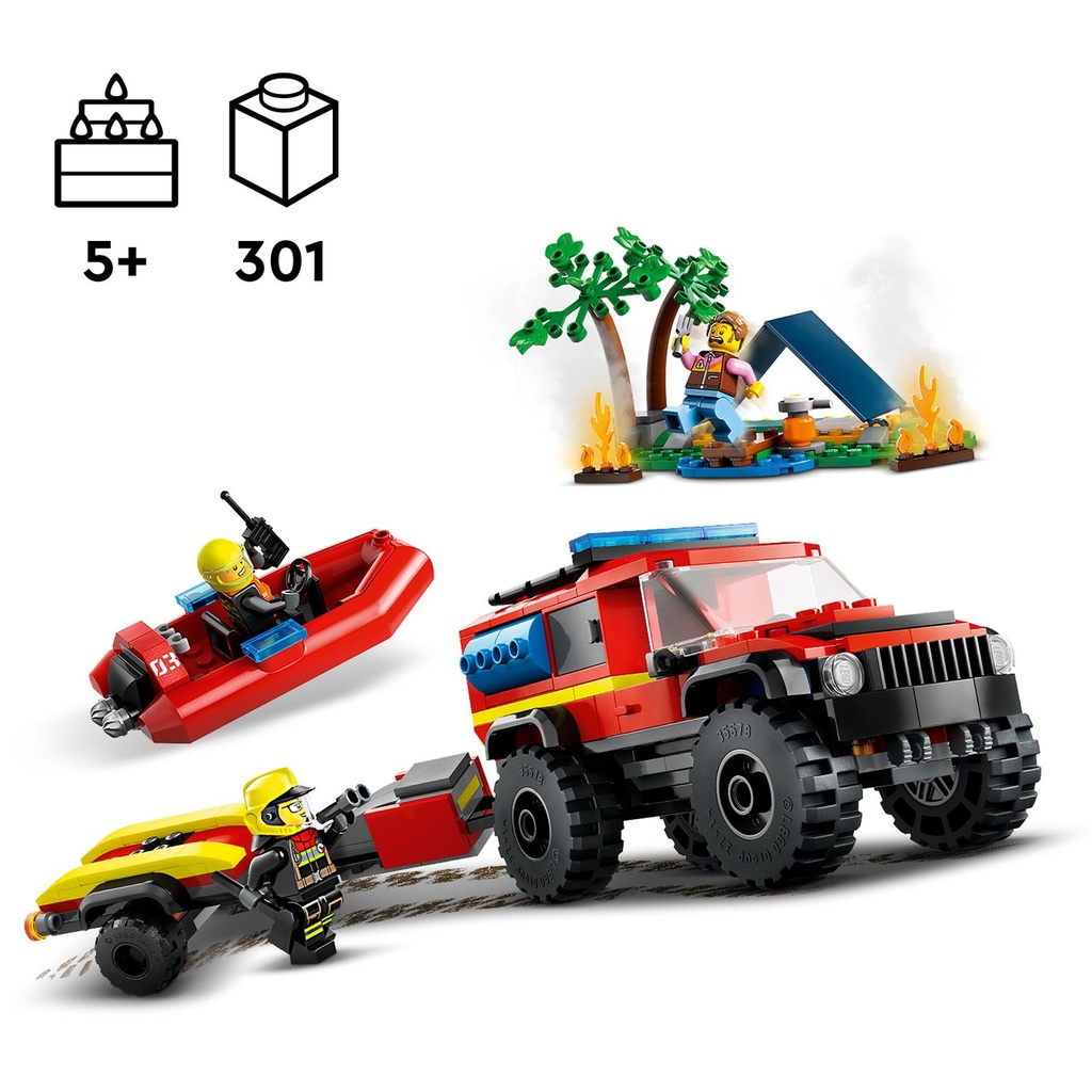 LEGO CITY | Camión de Bomberos 4x4 con Barco de Rescate - 60412