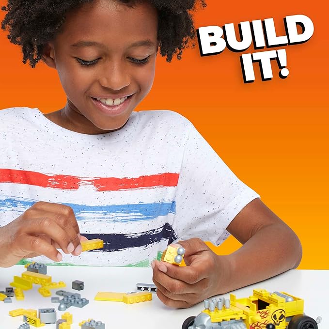 MEGA Construx Hot Wheels | Bone Shaker Amarillo (Mattel HDJ89)