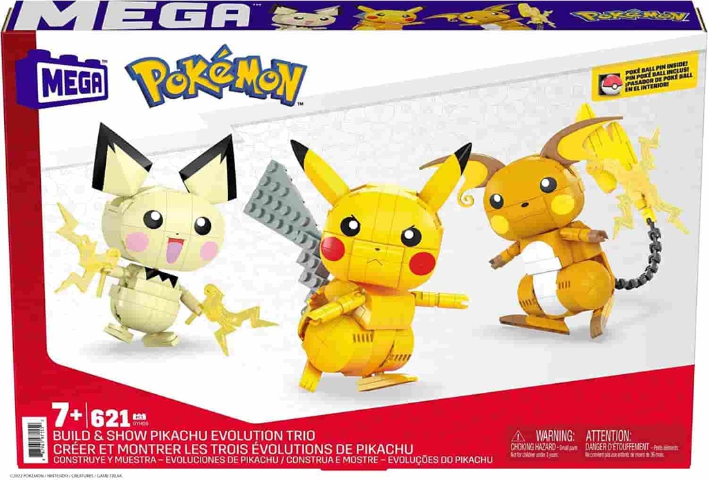 Lego Mega Construx Pack 3 Pokémon Rayo (Pichu Pikachu y Raichu) Mattel GYH06 **