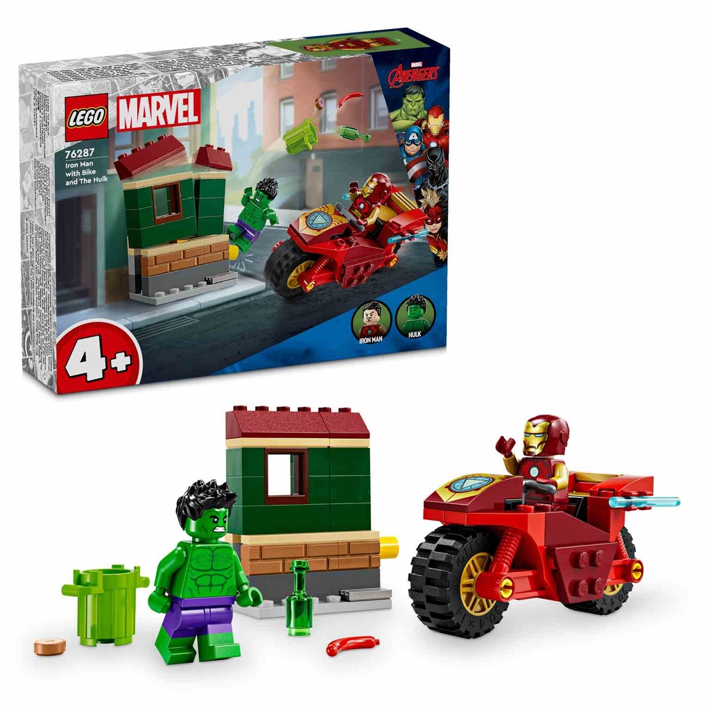 LEGO MARVEL | Iron Man con Moto y Hulk - 76287