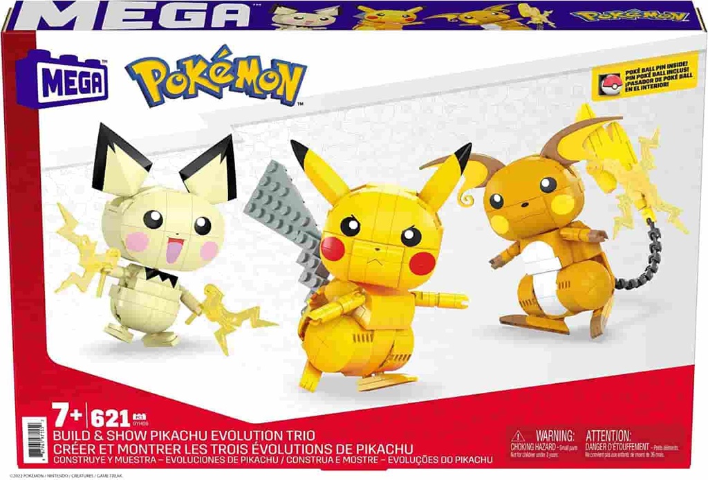 Lego Mega Construx Pack 3 Pokemon Rayo Pichu Pikachu y Raichu Mattel GYH06