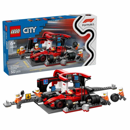 [60443] LEGO CITY | Parada en Boxes de F1® y Equipo de Mecánicos con Coche Ferrari - 60443