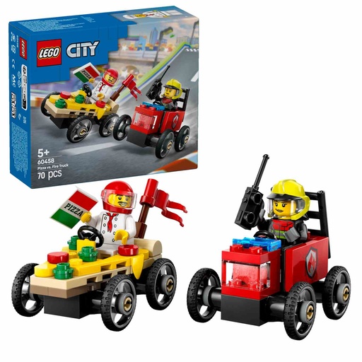 [60458] LEGO CITY | Pack de Coches de Carreras: Pizza vs. Camión de Bomberos - 60458