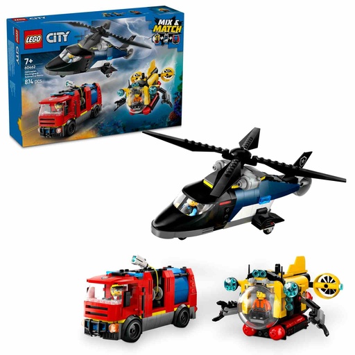 [60462] LEGO CITY | Remix: Helicóptero, Camión de Bomberos y Submarino - 60462